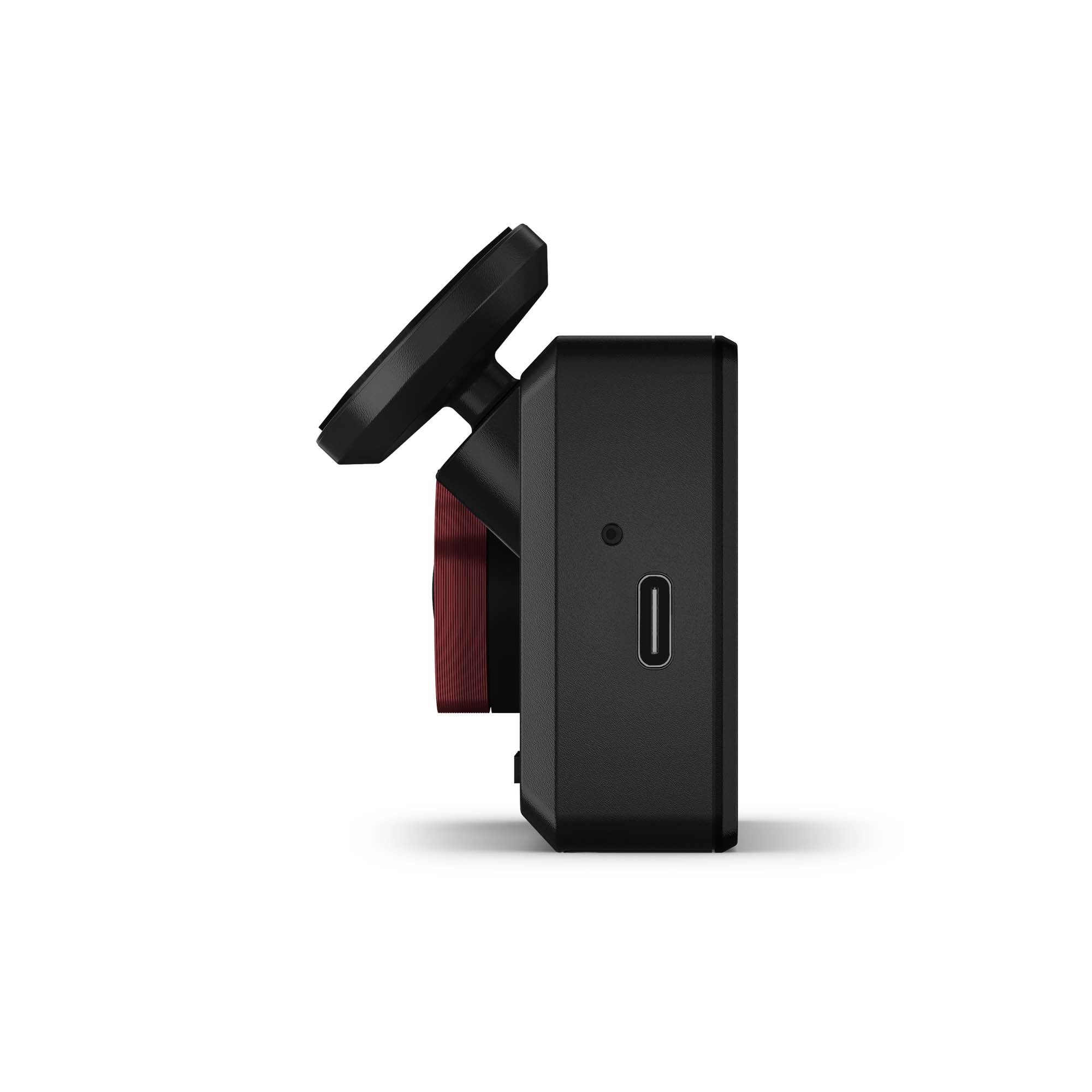 Left side view of Garmin Catalyst 2 driving performance optimizer with 3-inch touchscreen and built-in HD camera