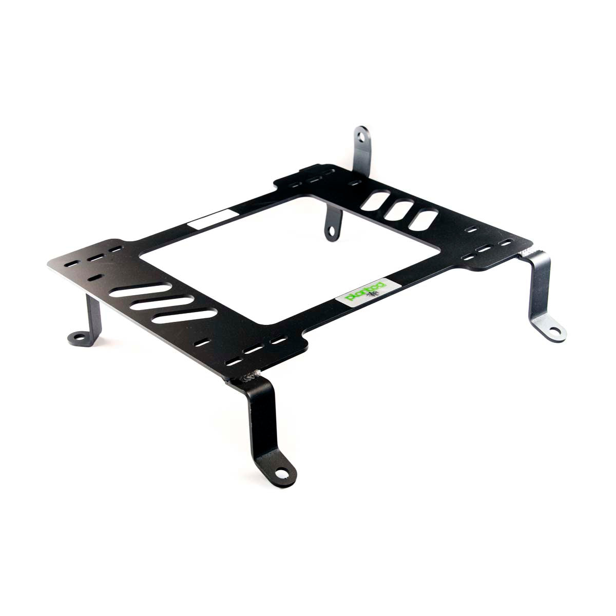 Vehicle-specific floor mounting base for 2004-2007 Scion xB, passenger side, shown with Planted top plate
