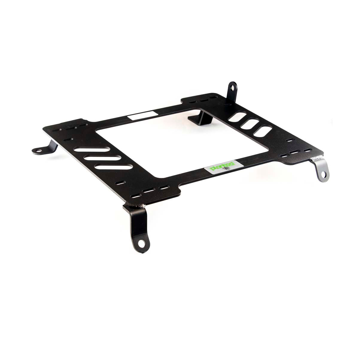 Vehicle-specific floor mounting base for 1989-1998 Nissan 240SX, passenger side, shown with Planted top plate
