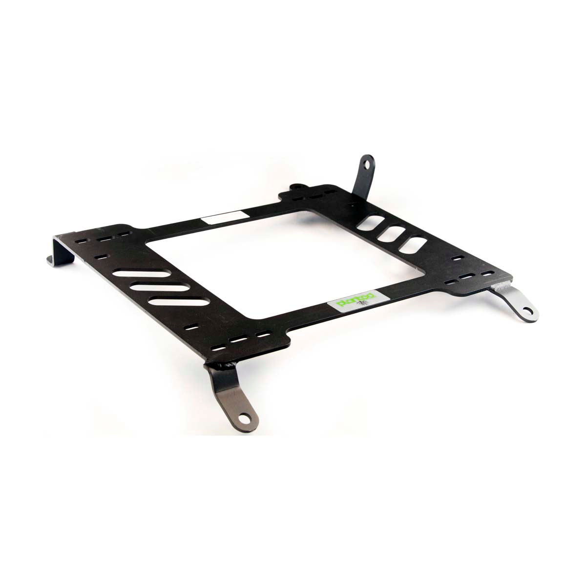 Vehicle-specific floor mounting base for 2008+ Nissan 370Z, passenger side, shown with Planted top plate