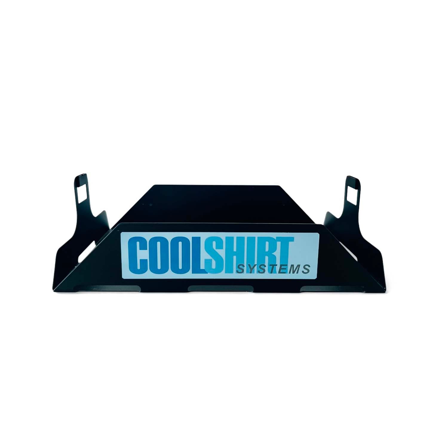 Coolshirt 13qt cooler mounting tray in black powder-coated finish, no straps included