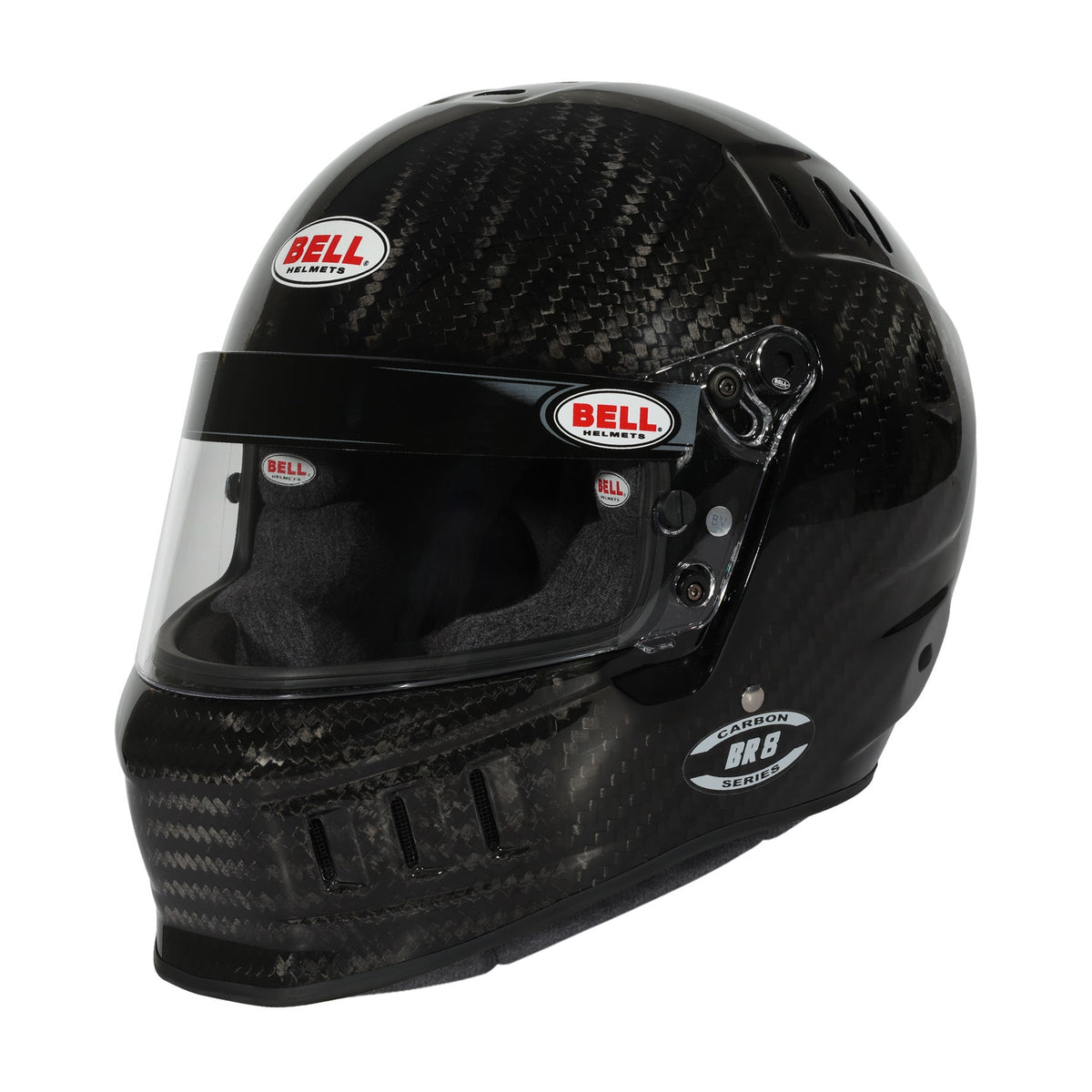Bell BR8 Ultra SA2025 carbon off-road racing helmet in Black, front duckbill and Venturi rear vents visible