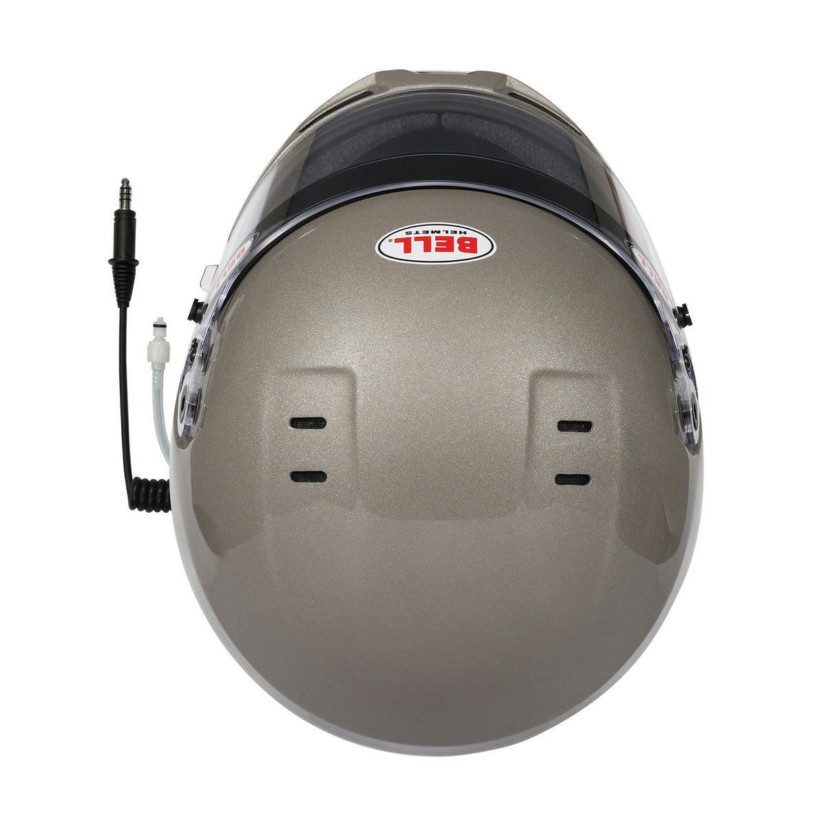 Bell GT6 Pro RD-4C/EC helmet in Titanium, top view showing shell profile and optional air intake mounting points