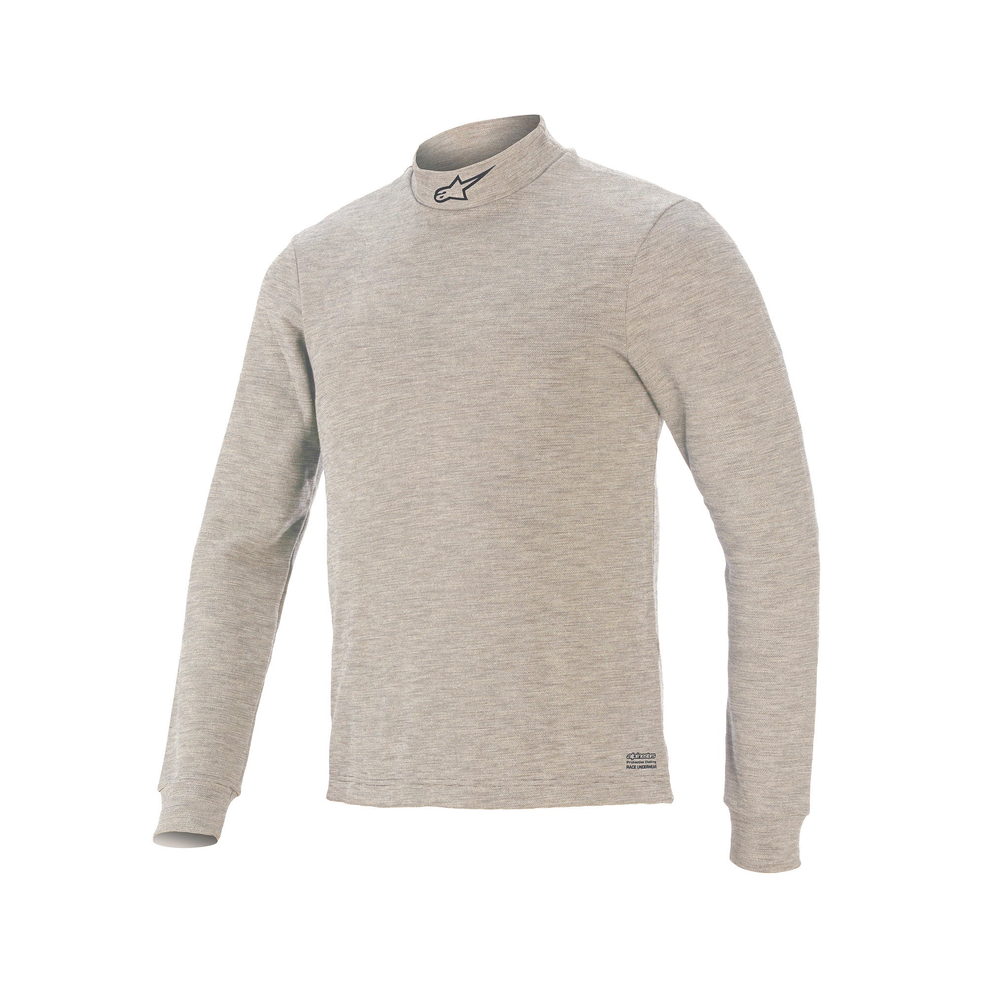 Alpinestars Race v3 fire resistant long sleeve racing undershirt in original grey colorway, FIA 8856-2018 and SFI 3.3 certified
