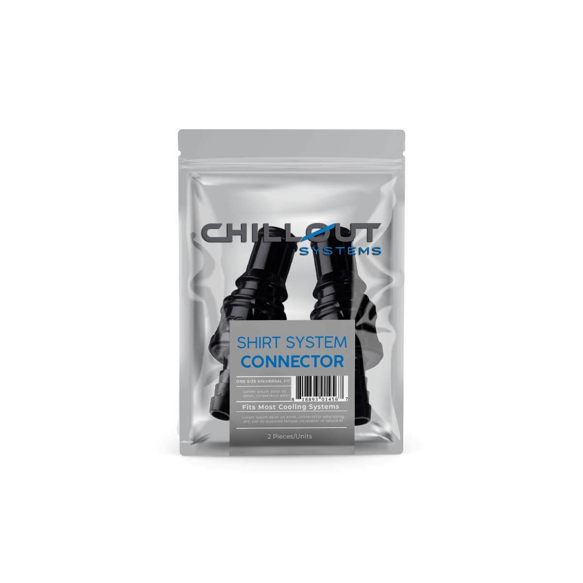 Chillout Systems Breakaway Hose Coupling product packaging showing single coupling unit and included 1/4-inch hose connectors.
