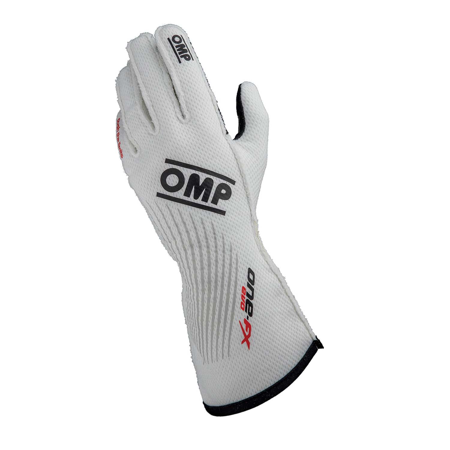 OMP One EVO FX v2 fire-resistant racing gloves in white