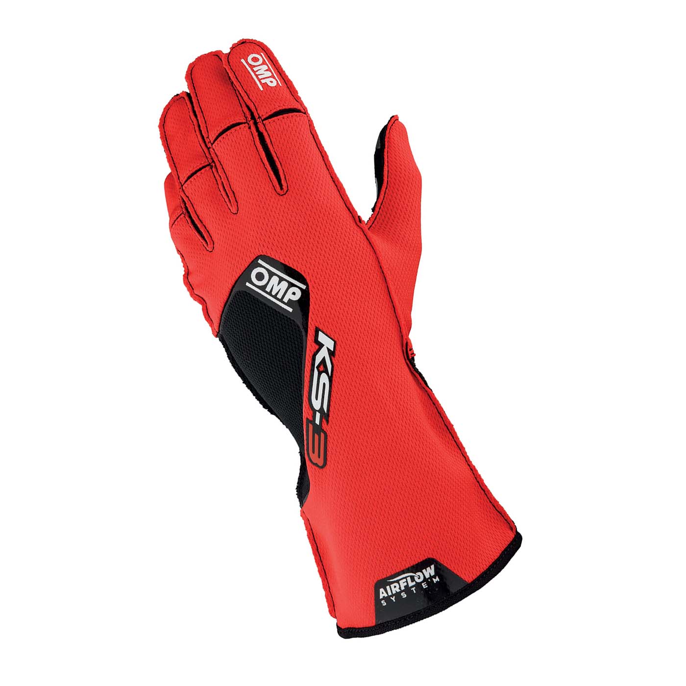 OMP KS-3 v2 karting gloves in red and black