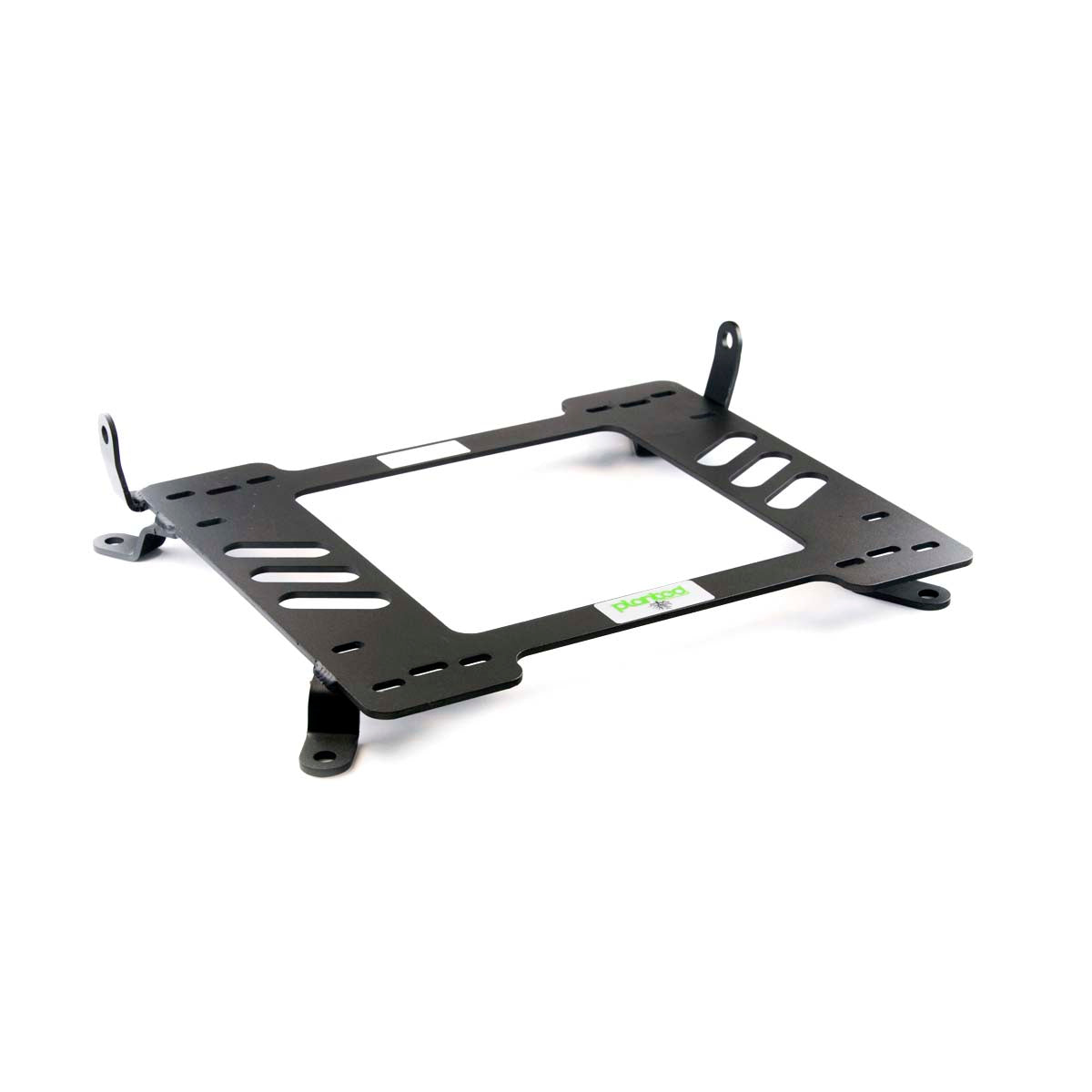 Planted seat bracket for 1999-2005 BMW 3 Series Sedan (E46), passenger side, black powder-coated steel