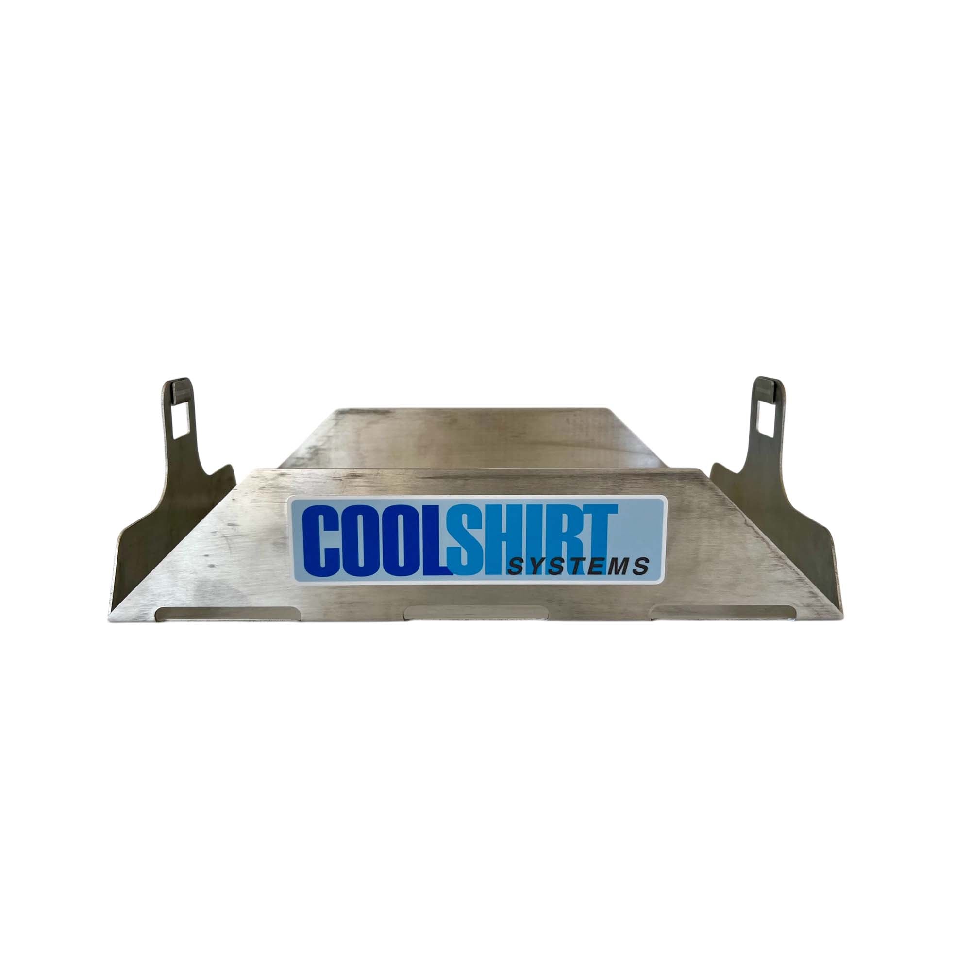 Coolshirt 19qt cooler mounting tray in naked aluminum finish, no straps included