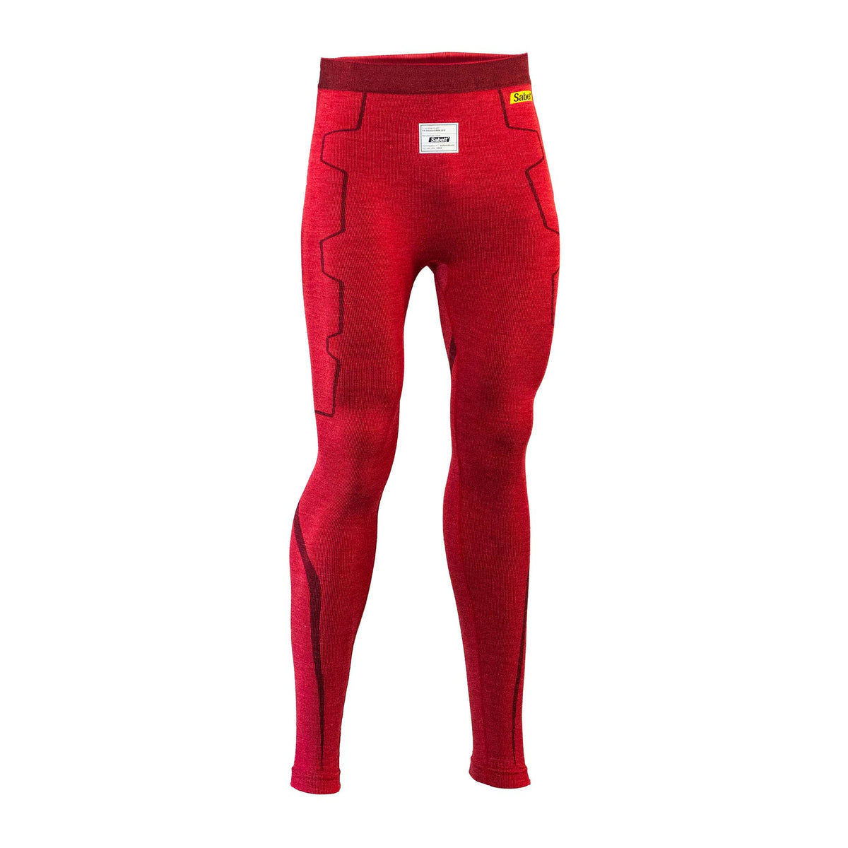 Sabelt UI-601 Bicolor fire-resistant racing pant, red seamless knit with darker stretch panels, FIA 8856-2018 homologated