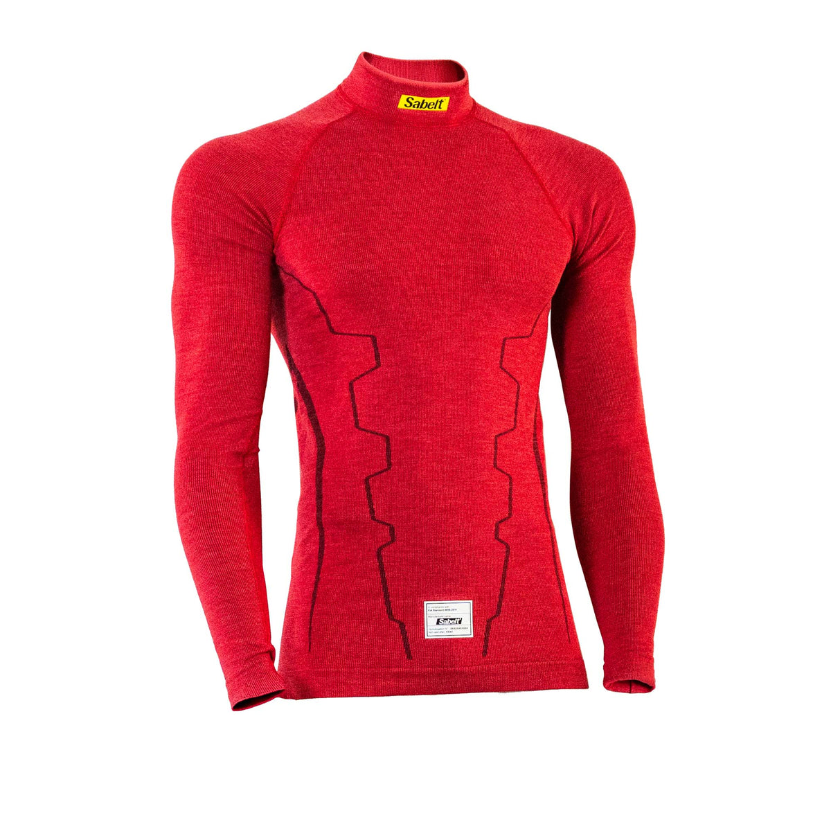 Sabelt UI-601 Bicolor fire-resistant racing top, red seamless knit with darker stretch panels, FIA 8856-2018 homologated